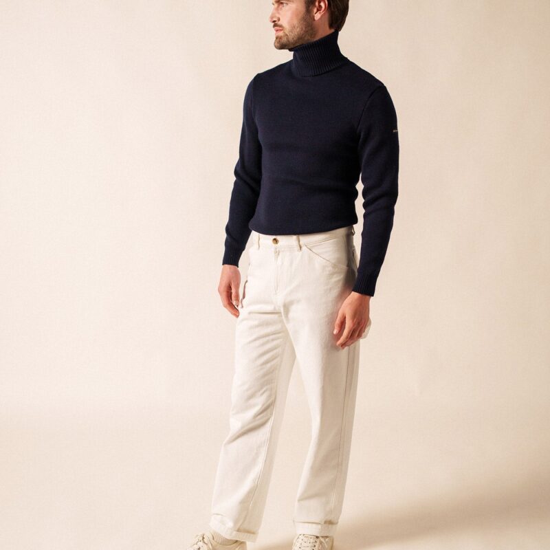 Saint James — Pull col roulé marin - en laine (MARINE)