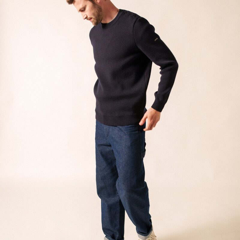 Saint James — Pull marin uni Cancale - coupe confort (NAVY)