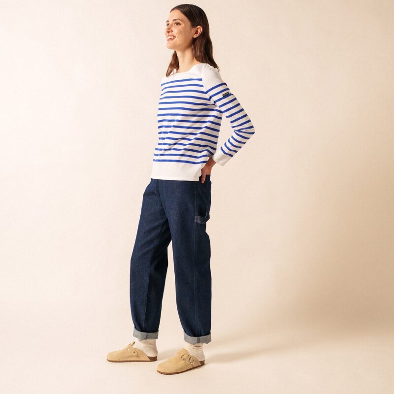 Saint James — Marinière authentique Naval - coupe ajustée, en coton peigné (NEIGE/GITANE)