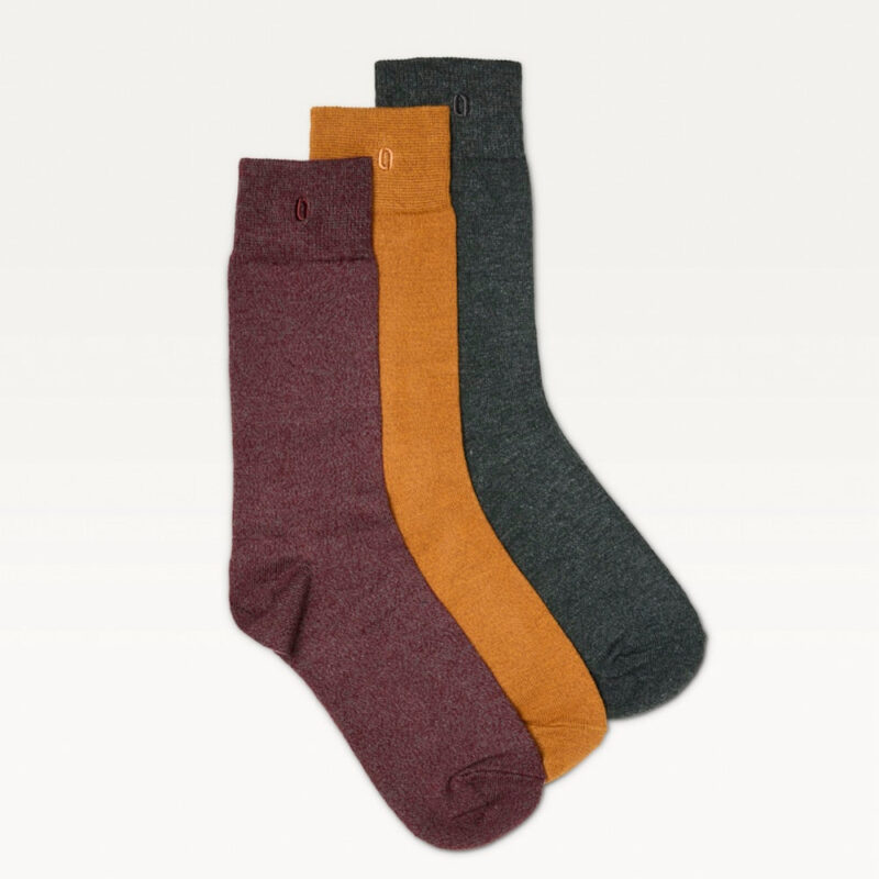 Odaje — Pack de 3 Chaussettes - Chiné bordeaux vert et moutarde