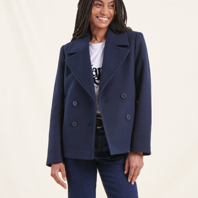 La Fee Maraboutee — Manteau bleu foncé court coupe caban