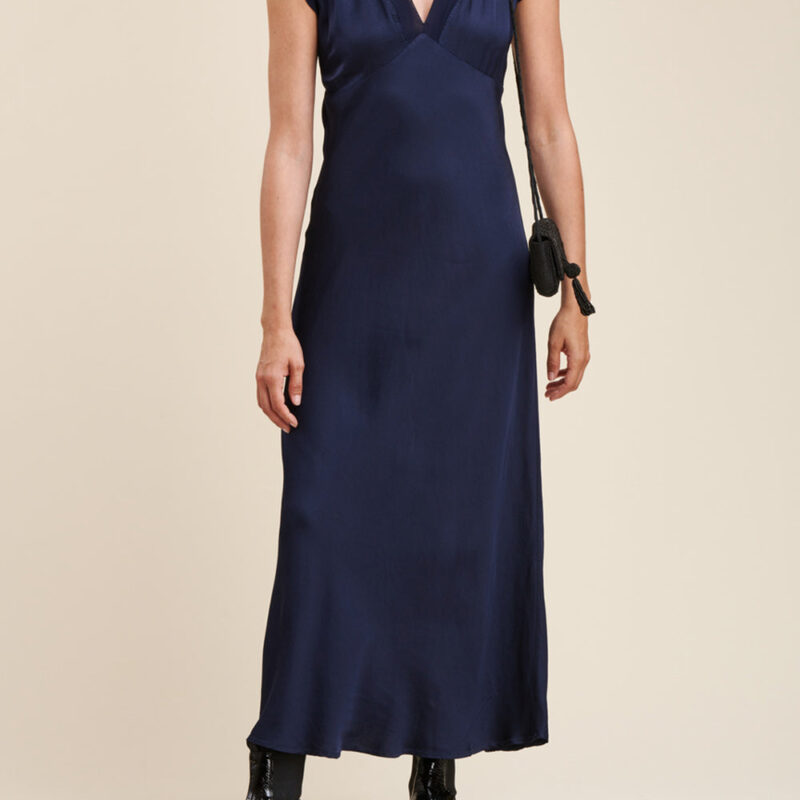 La Fee Maraboutee — Robe longue fluide habillée bleu foncé