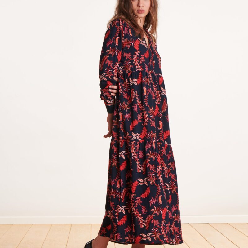 La Fee Maraboutee — Robe longue à imprimé bleu et rouge