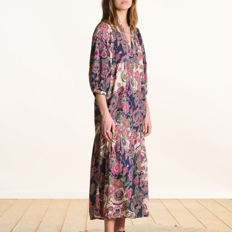 La Fee Maraboutee — Robe longue multicolore imprimée avec lurex