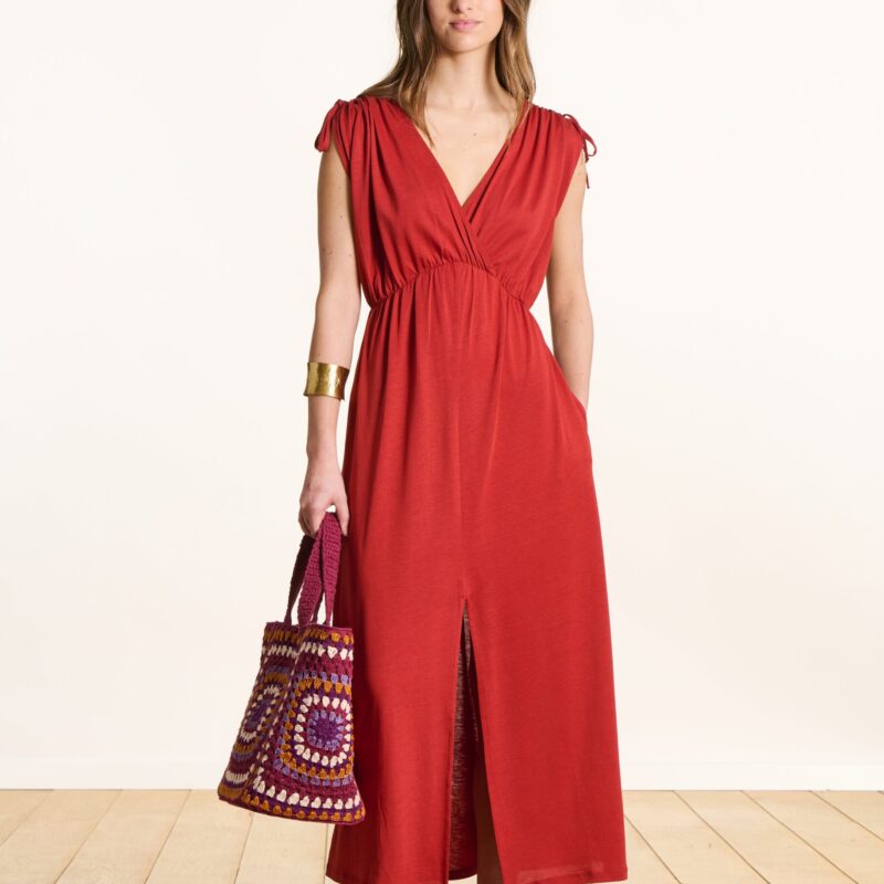 La Fee Maraboutee — Robe longue rouge en lyocell