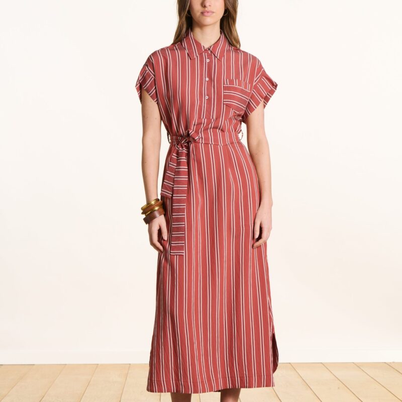 La Fee Maraboutee — Robe chemise rouge à rayures