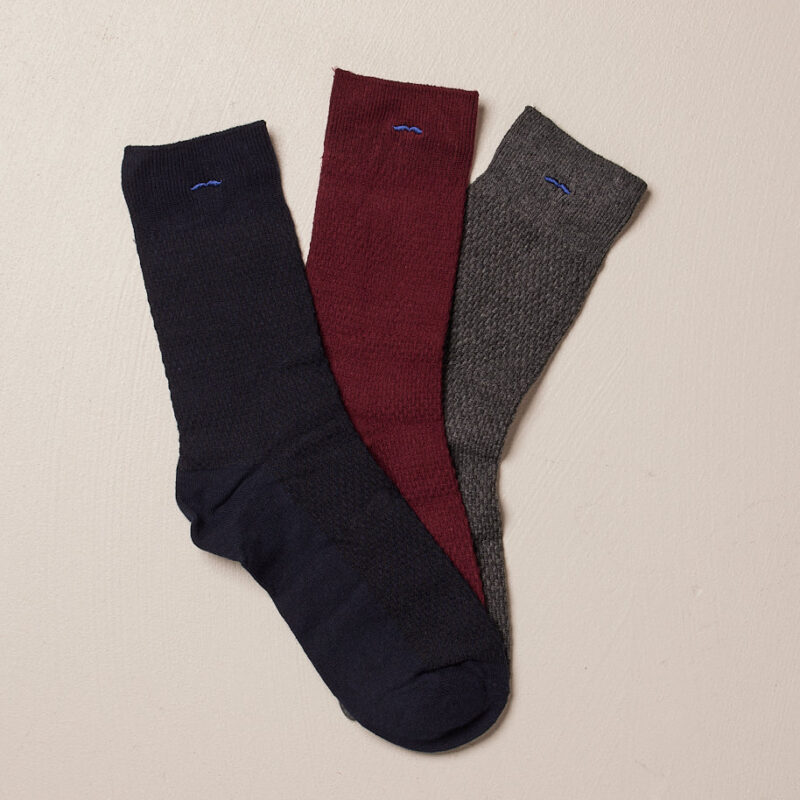 Odaje — Pack de 3 Chaussettes - Gaufré Marine, Bordeaux et Gris Homme