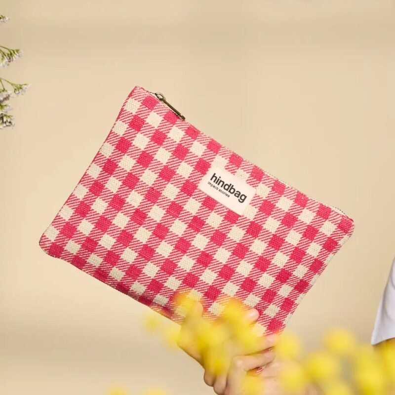 Hindbag — Pochette Ema Vichy rose