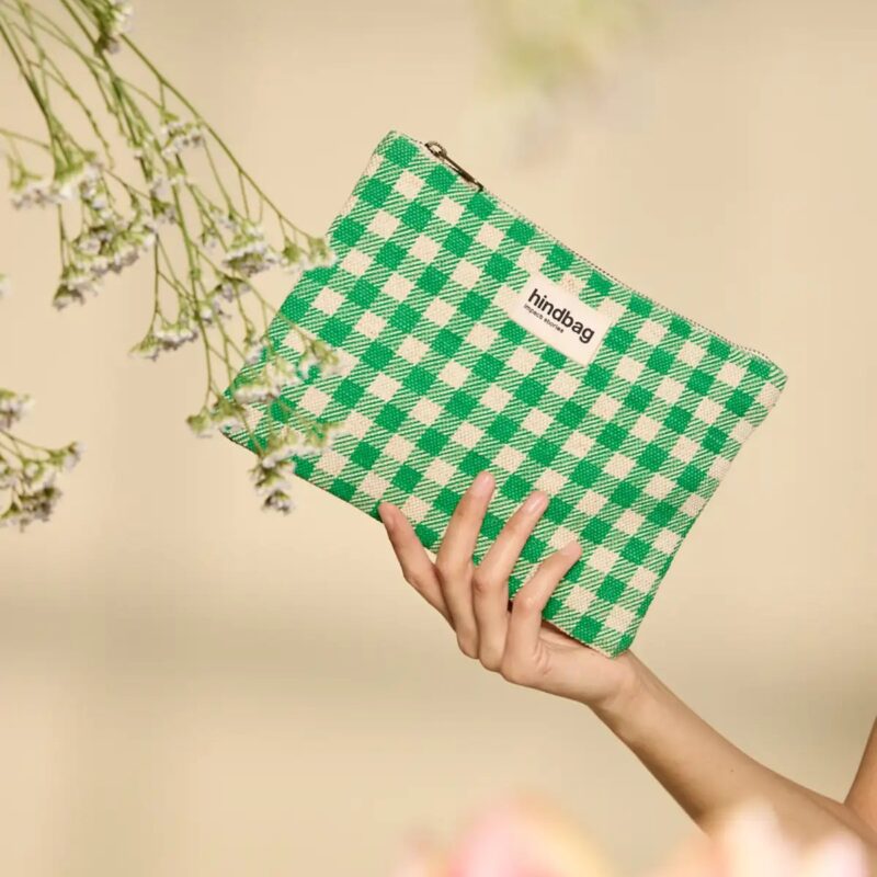 Hindbag — Pochette Ema Vichy vert